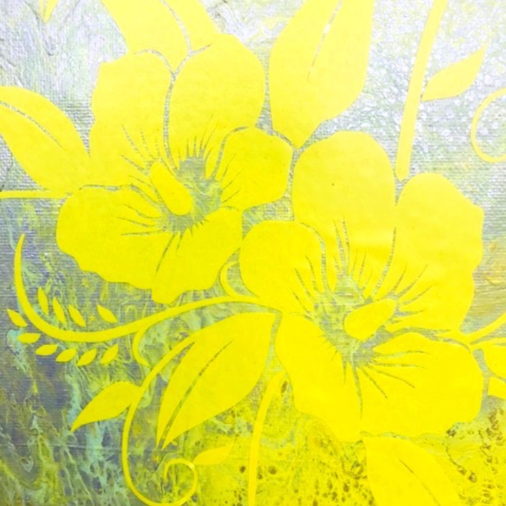 8" Hibiscus Handmade Acrylic Canvas